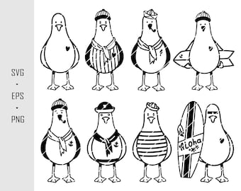 Gaviotas SVG archivo de trazador Gaviotas archivo láser - corte láser mar marítimo capitán náutico norte alemán moin marítimo SVG