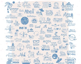 Paquete MEGA de náutica alemana, archivo de trazador Moin, svg marítimo, clipart náutico, svg de faro, gaviotas, svg de bienvenida al norte, Cricut
