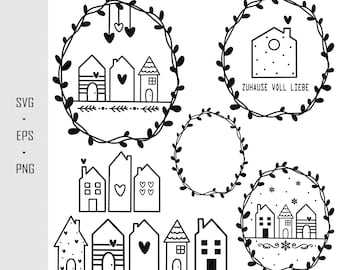 File plotter Case Casa svg, Casa piena d'amore svg, Casa svg, Detti tedeschi a casa, Decorazione della casa svg, File plotter Cricut