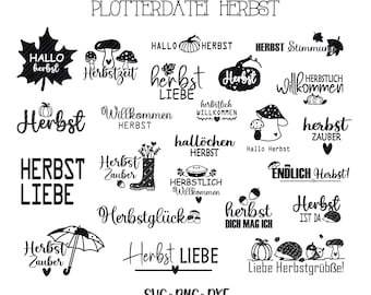 Tysk plotterfil höst, Hej höst, Cricut Silhouette Studio plotterfil, Höstmagi, Hösthälsningar SVG-bunt - pumpablad