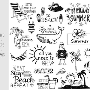 Strand SVG Bundle Swim Beach Life svg Palme,DXF,Schnittdatei,Sonne,Delphin Cricut,Silhouette Sommer Plotterdatei SVG