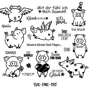 Archivo de trazador Lucky Pig SVG, archivo de trazador Pig Glücksschwein SVG, archivo de trazador Pig SVG Lucky, cerdo Lucky, archivo láser Lucky Pig