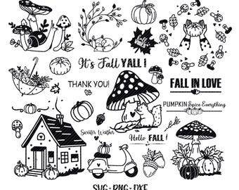 Höst Svg, Hallo herbst svg, Hej hösthälsningar SVG Eps DXF PNG vektorbokstäver löv pumpa laserfil plotter digital nedladdning