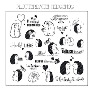 Fichier traceur hérisson SVG, fichier traceur allemand automne - Bonjour automne - fichier traceur Cricut Silhouette Studio - magie de l'automne, lot d'automne