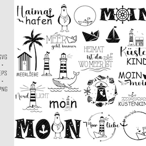 Date du traceur Möwe Maritim Svg Png Moin Segull Möwe Maritim Svg Willkommen im Norden Svg Cricut Silhouette Studio Plottern