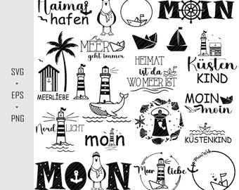 Plotterdatei Möwe Maritim Svg Png Moin Segull Möwe Maritim Svg  Willkommen im Norden Svg Cricut Silhouette Studio Plottern