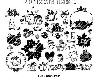Höstplotterfil, tysk höstplotterfil SVG DXF PNG, Hej hösthälsning, Cricut lövsilhuett, plottningspaket vinylklippfil