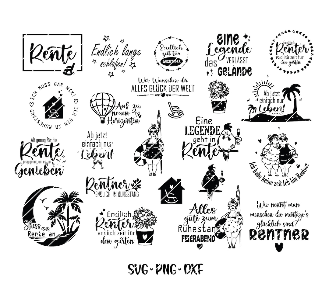 Plotterdatei Ruhestand Rente, Rentner Sprüche, Geschenk zur Rente - Etsy.de