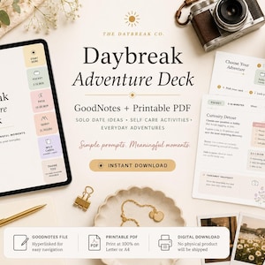 GoodNotes Adventure Deck + Printable PDF: Solo Date Ideas & Self Care Activities