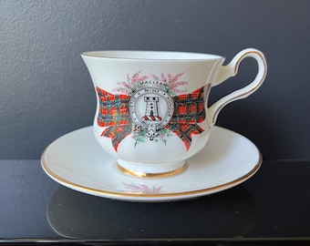 Clan MacLean Bone China Teacup and Saucer Royal Grafton Tea Coffee Scottish Clan Tartan