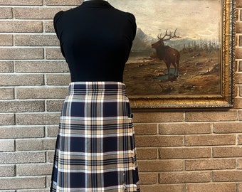 Royal Stewart Navy Tartan Ladies Kilt Strathmore Wool Fabric Scotland Plaid Mini Skirt With Kilt Pin