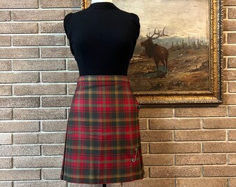 Maple Leaf Tartan Ladies Kilt Strathmore Wool Fabric Scotland Plaid Mini Skirt With Kilt Pin