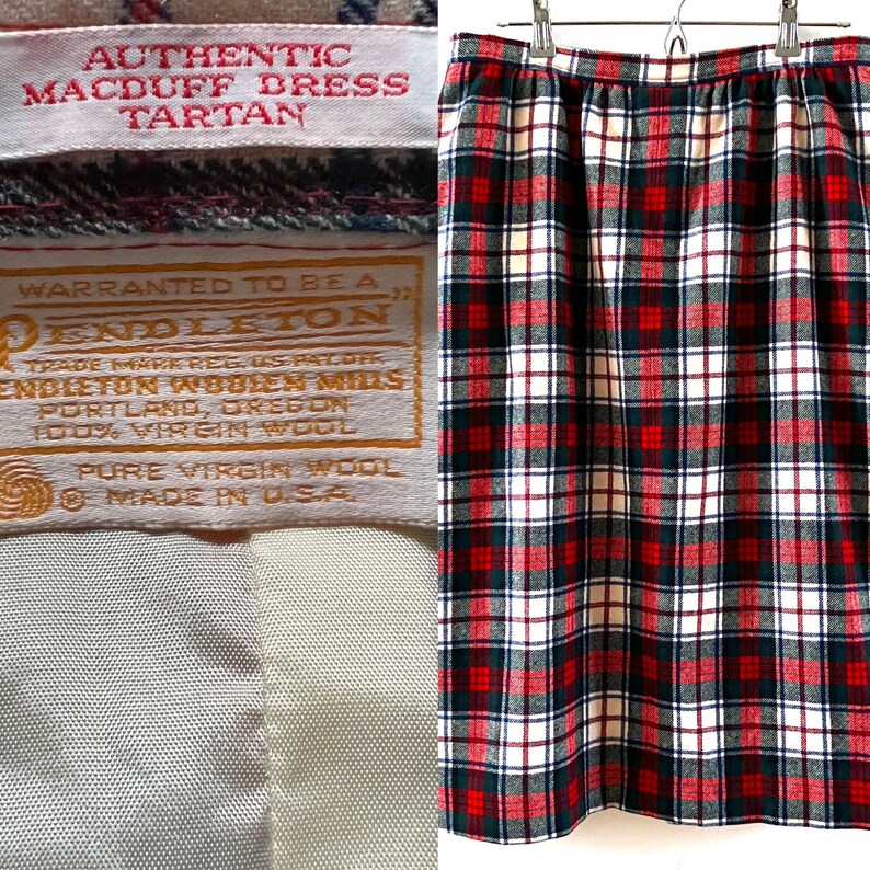 Clan MacDuff Tartan Pendleton Wool Skirt Authentic Plaid Kilt Alternative Pencil Skirt Vintage image 2