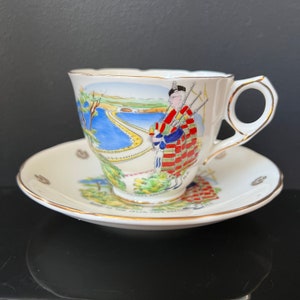Cape Breton Road to the Isles Bone China Teacup and Saucer Royal Stafford Bagpipes