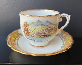 Clan Cameron Tea Cup and Saucer Fine Bone China Cameron Tartan Scottish Trossachs Kent