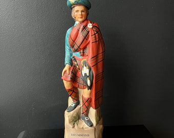 Clan Drummond Tartan Kilt Grant's Scotch Whisky Whiskey Figure Decanter Ceramic Scottish Bottle R. R. McIan Painting