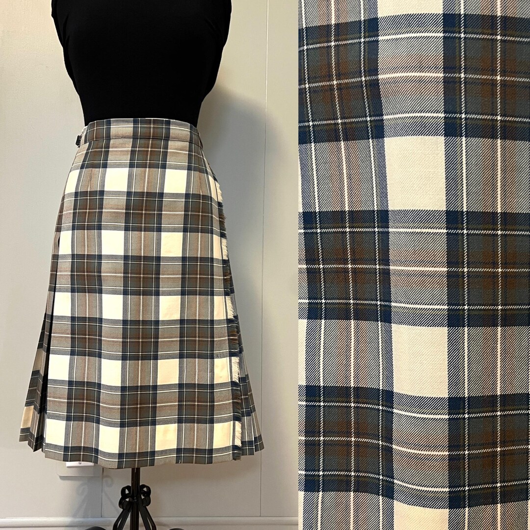 Stewart Muted Blue Tartan Women's Lapel Shirt Dress With Long Sleeve main image 0