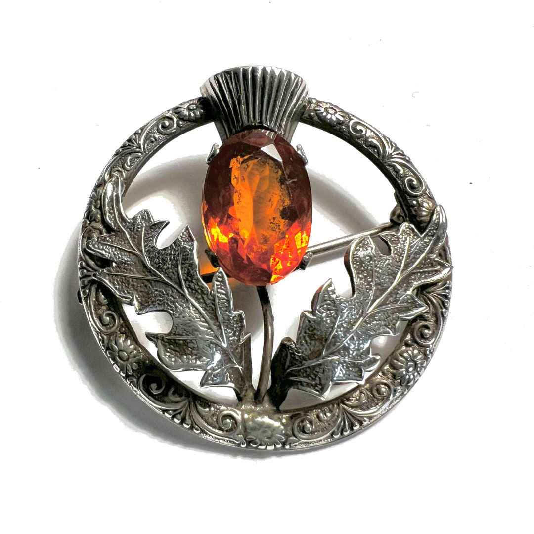 Antique Scottish Sterling Silver Thistle Brooch WBS Ward Bros