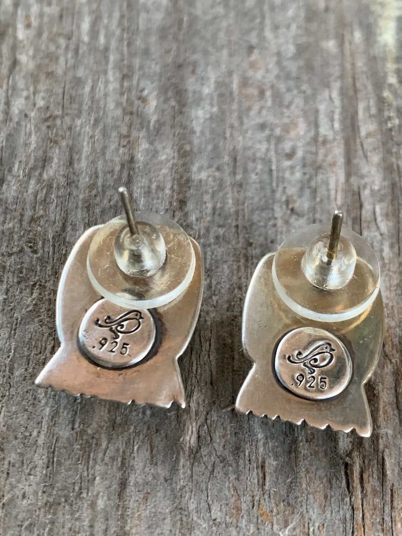 Artisan Made 22kt Gold set Mohave Turquoise in Sterling Silver Earrings