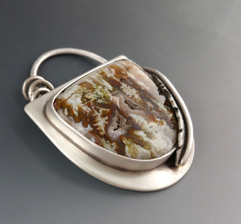 Linda Marie Agate with Druzy Sterling Silver Pendant