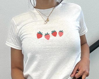 Camiseta de fresa para bebé / Camiseta con estampado de frutas / Camisa vintage / Camiseta con estampado / Coqueta / Y2K