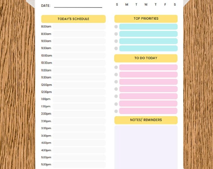 Printable Daily Schedule Planner | Pastel Minimalist Design | Hourly ...