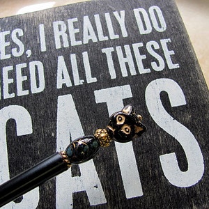 Persnickety Pouty Puss Cat Hair Stick Shawl Pin