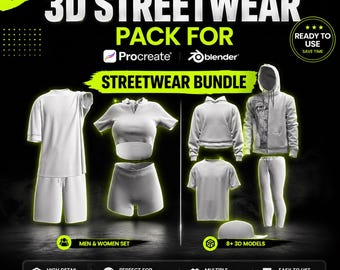 3D Streetwear Model Pack: Procreate & Blender