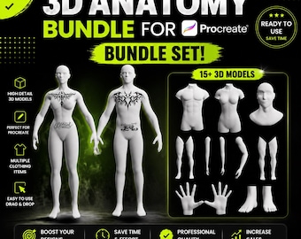 Procreate 3D Human Anatomy Model Bundle: Tattoo Mockup (Digital Download)
