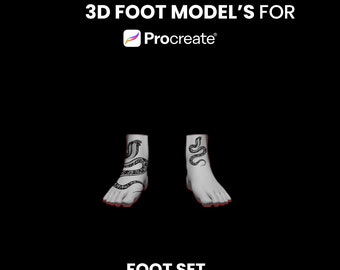 Procreate 3D-Tattoo-Modell, 3D-Fuß, 3D-Procreate-Fuß, 3D-Modell, Procreate, Procreate-Modell, 3D-Procreate, 3D-Fußmodell, Tattoo-Modell 3D