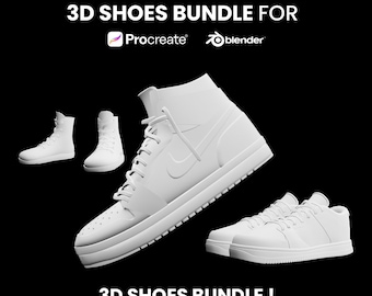 3D Shoes Bundle, 3D Procreate Shoes, 3D Shoes, 3D Model, 3D Man Shoes, 3D Woman Shoes, 3D Sport Shoes Model, 3D Design, Procreate, Blender