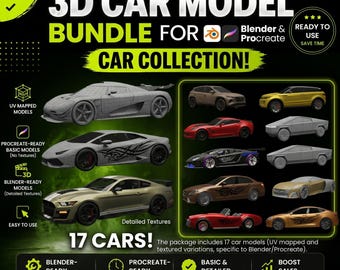 3D Car Model Bundle: Sports & Classic Cars for Blender (Digital Download)