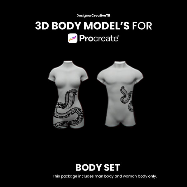 3D Body Procreate, 3D Man Body, 3D Woman Body, 3D Body Bundle, Procreate 3D Body, 3D Body, 3D Model, 3D Tattoo Model, Procreate