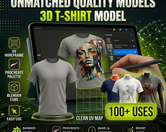 3D T-Shirt Model for Procreate & Blender