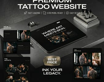 Tattoo Studio Website Template | Dark Mode PHP Script, Portfolio (Instant Download)