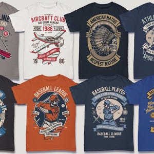 100 Retro T-Shirt Design Bundle | High-Quality Vintage Graphics