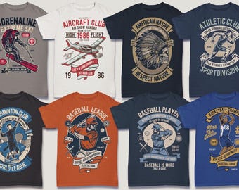 Retro T-Shirt Model| Vintage Graphic Bundle (png, svg, ai, eps) (Digital Download)