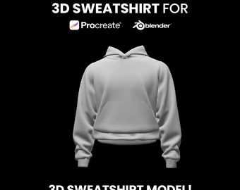 3D Sweatshirt Model: Procreate & Blender Compatible
