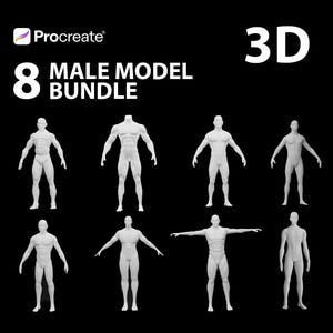 3D モデル、Procreate タトゥー モデル、人間モデル、男性モデル、3D バンドル