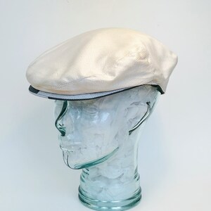 Handmade Cotton Flat Cap: Cream & Grey Irish Hat