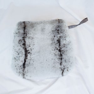 Vintage Style Faux Seal Fur Muff: Luxury Handwarmer with Wrist Strap