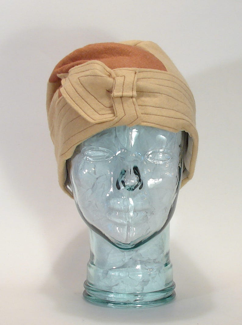 Flapper Gatsby Art Deco 1928 Reproduction Wool Felt Winter Ladies Toque Hat Size 7