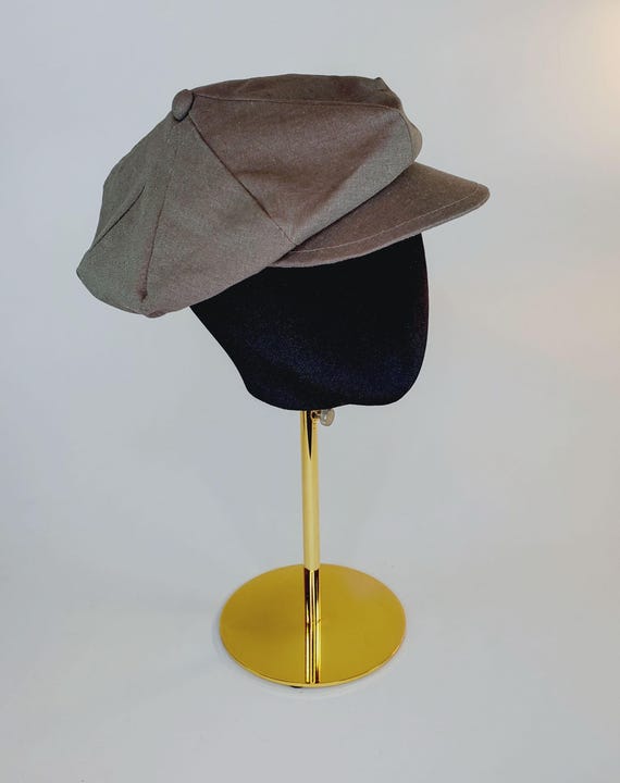 Linen Newsboy Cap: Mens Tan Floppy Hat, Peaky Blinders Style