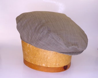 Handmade Linen Flat Cap: Green Summer Golf Hat (Size 7 3/4)