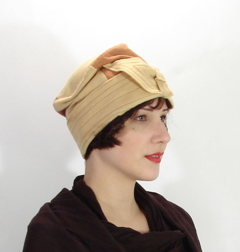 Flapper Gatsby Art Deco 1928 Reproduction Wool Felt Winter Ladies Toque Hat Size 7