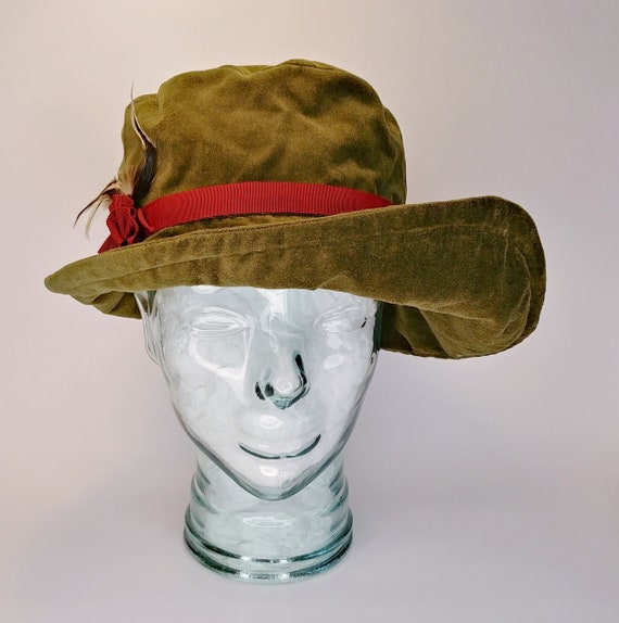 The Ambler Hat, Green Hat, Travel Hat, Art Deco Hat, Velvet Hat, Bucket  Hat, Fedora Hat, Slouchy Hat, Extra Small 6 7/8 55cm 