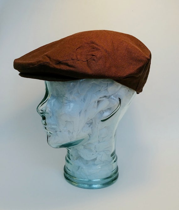 Handmade Linen Newsboy Cap: Brown Flat Hat, Peaky Blinders  display picture 2