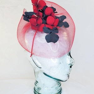 Red Floral Fascinator: Velvet & Silk Flower Headband