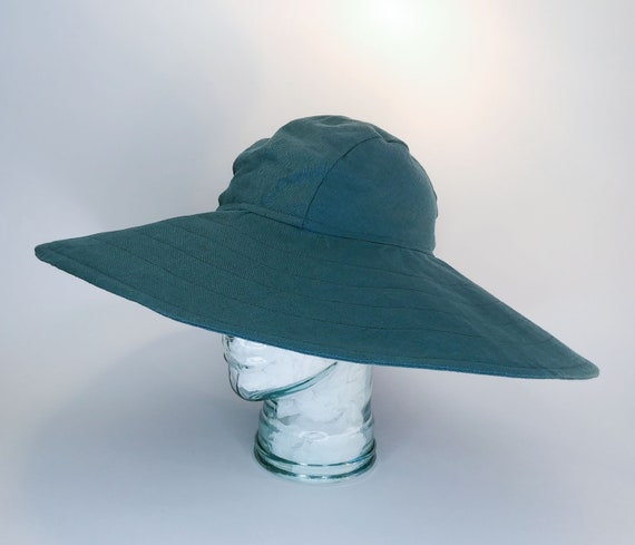 The Riviera Hat, Sun Hat, Summer Hat, Blue Hat, Linen Hat, Beach Hat, Shade Hat,  Travel Hat, Big Brimmed Hat, Small Hat, 7 56 M 