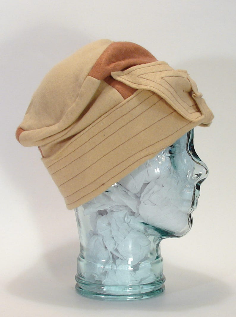 Flapper Gatsby Art Deco 1928 Reproduction Wool Felt Winter Ladies Toque Hat Size 7